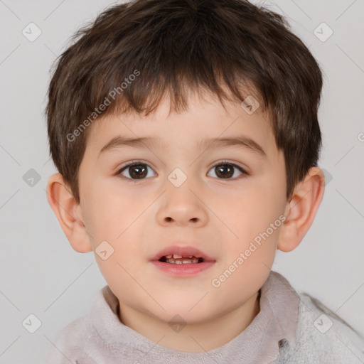 Neutral white child male with short  brown hair and brown eyes