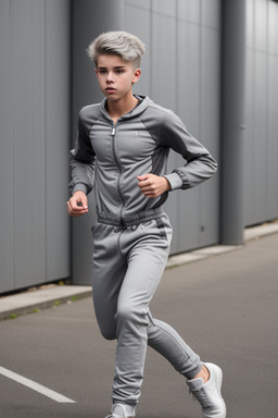 American teenager boy with  gray hair