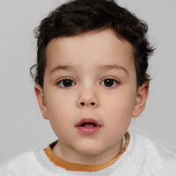 Neutral white child female with short  brown hair and brown eyes