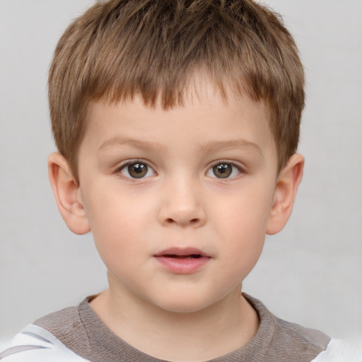 Neutral white child male with short  brown hair and brown eyes