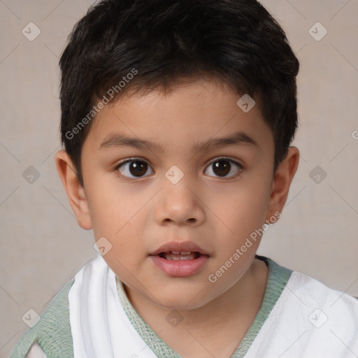 Neutral white child male with short  brown hair and brown eyes