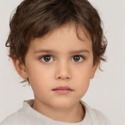 Neutral white child female with short  brown hair and brown eyes