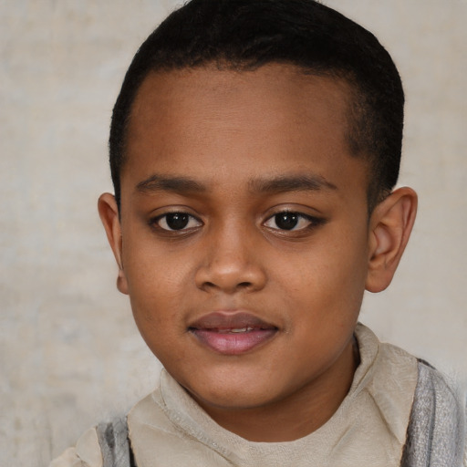 Neutral black child male with short  brown hair and brown eyes
