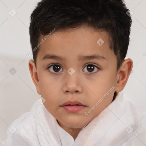 Neutral white child male with short  brown hair and brown eyes