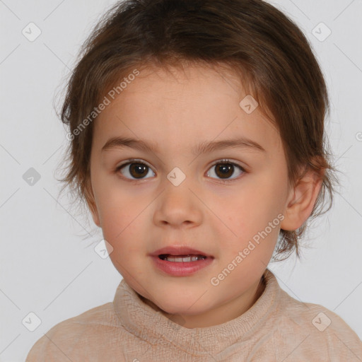 Neutral white child female with medium  brown hair and brown eyes