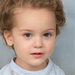 Neutral white child female with short  brown hair and brown eyes