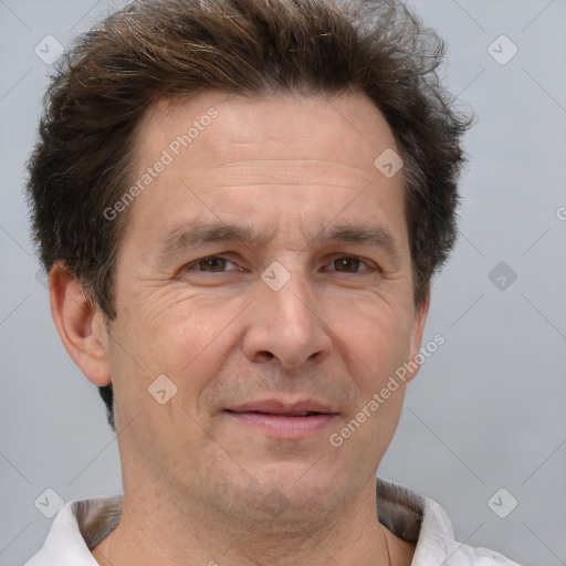 Neutral white adult male with short  brown hair and brown eyes