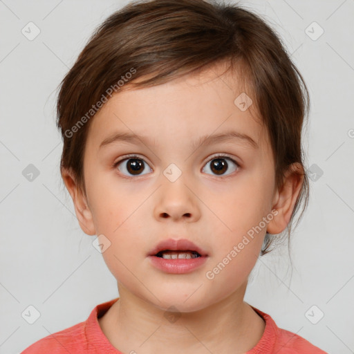 Neutral white child female with medium  brown hair and brown eyes