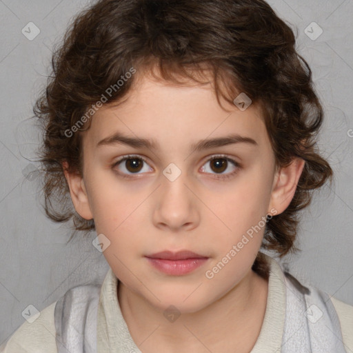 Neutral white child female with medium  brown hair and brown eyes