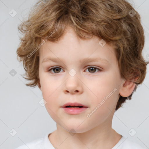 Neutral white child male with short  brown hair and brown eyes