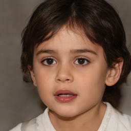 Neutral white child female with medium  brown hair and brown eyes