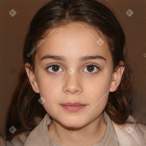 Neutral white child female with medium  brown hair and brown eyes