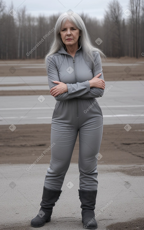 Russian adult female with  gray hair