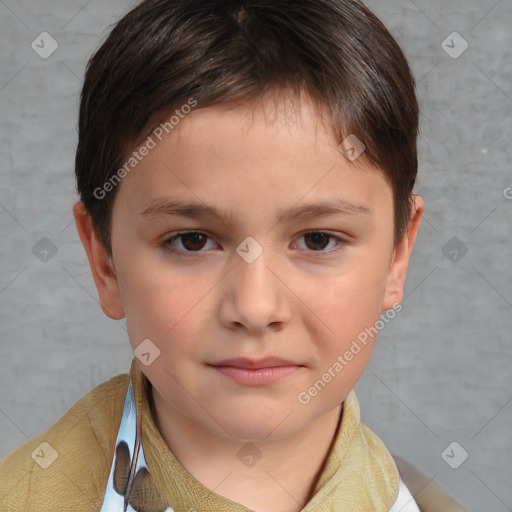 Neutral white child female with short  brown hair and brown eyes