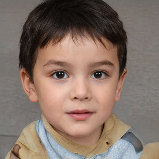 Neutral white child male with short  brown hair and brown eyes