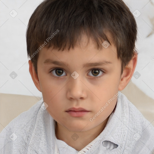 Neutral white child male with short  brown hair and brown eyes