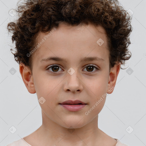 Neutral white child male with short  brown hair and brown eyes