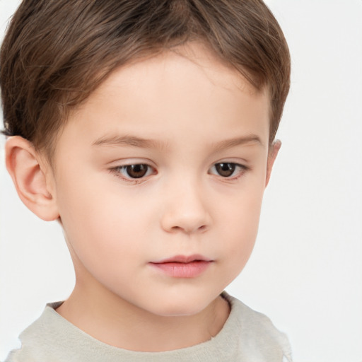 Neutral white child female with short  brown hair and brown eyes