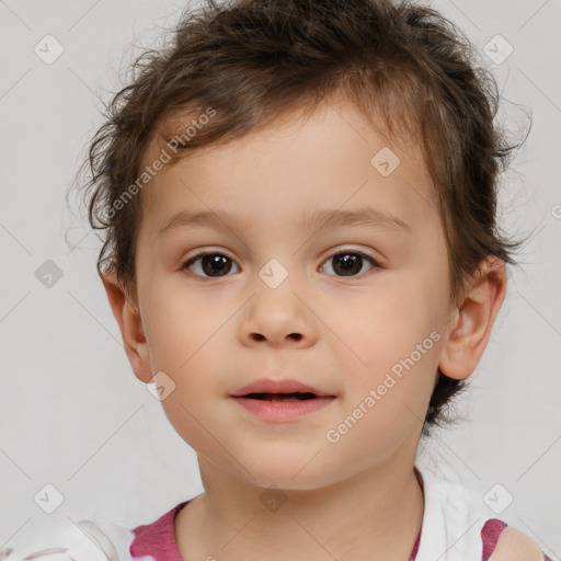 Neutral white child male with short  brown hair and brown eyes