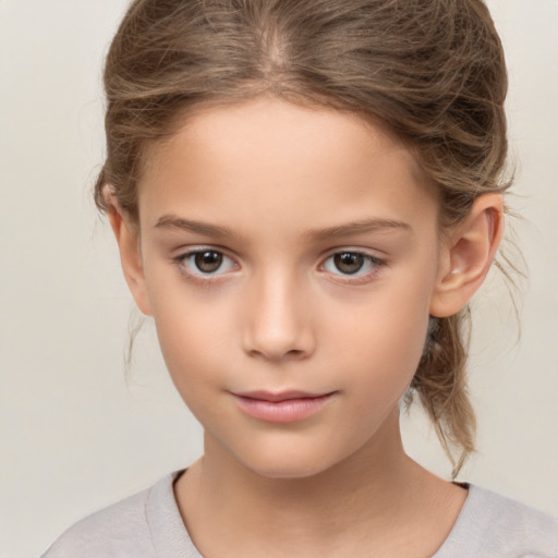 Neutral white child female with medium  brown hair and brown eyes