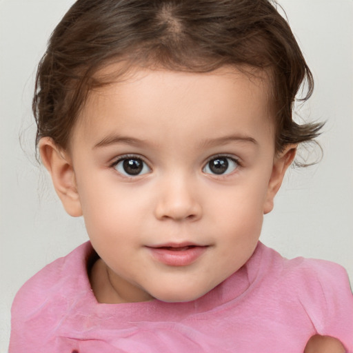 Neutral white child female with medium  brown hair and brown eyes