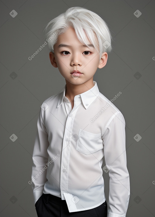 Korean child male with  white hair