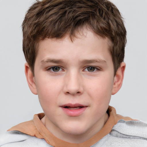 Neutral white child male with short  brown hair and grey eyes