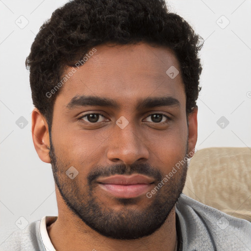 Neutral black young-adult male with short  brown hair and brown eyes