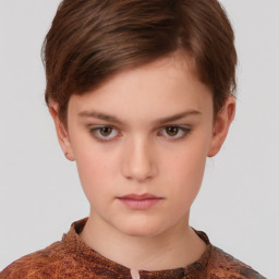 Neutral white child female with short  brown hair and brown eyes