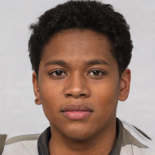 Neutral black young-adult male with short  brown hair and brown eyes