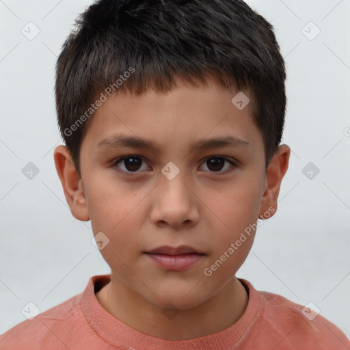 Neutral white child male with short  brown hair and brown eyes