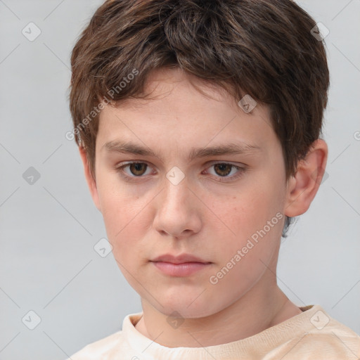 Neutral white child male with short  brown hair and brown eyes