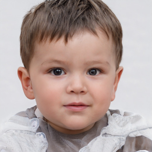 Neutral white child male with short  brown hair and brown eyes