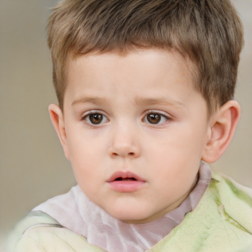 Neutral white child male with short  brown hair and brown eyes