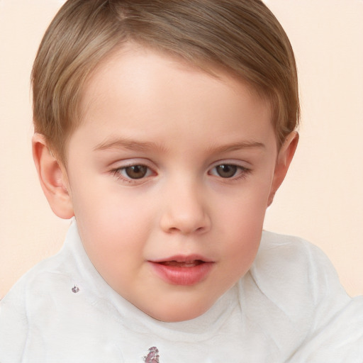 Neutral white child female with short  brown hair and brown eyes