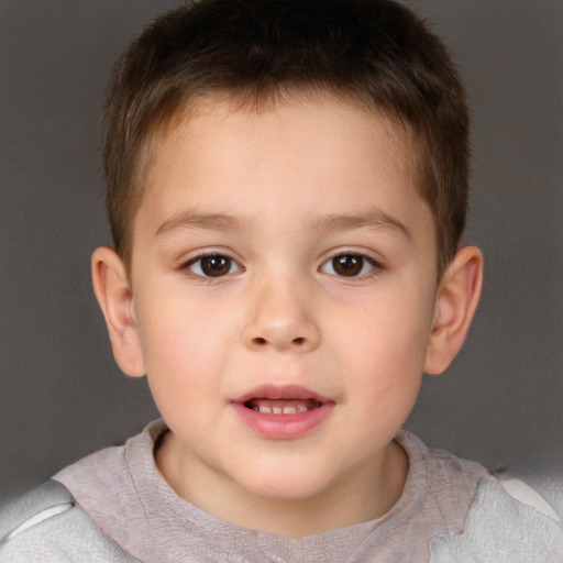 Neutral white child male with short  brown hair and brown eyes