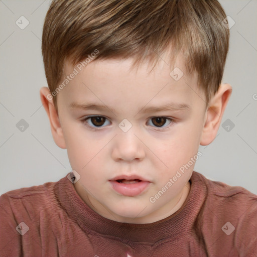 Neutral white child male with short  brown hair and brown eyes