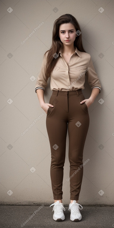 Uruguayan young adult female with  brown hair