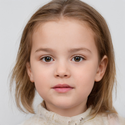 Neutral white child female with medium  brown hair and brown eyes