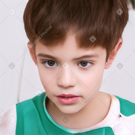 Neutral white child male with short  brown hair and brown eyes