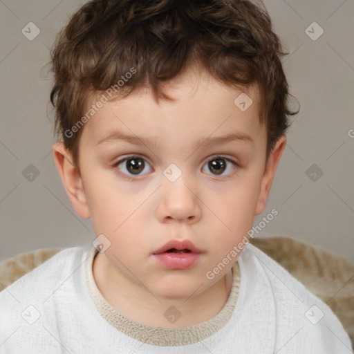 Neutral white child male with short  brown hair and brown eyes