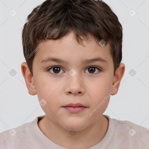 Neutral white child male with short  brown hair and brown eyes