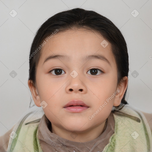 Neutral white child female with short  brown hair and brown eyes