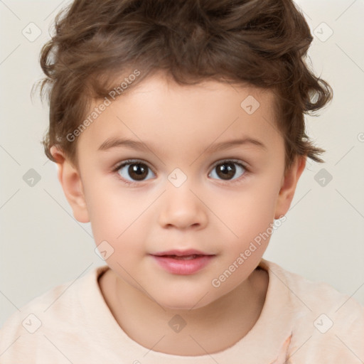 Neutral white child male with short  brown hair and brown eyes