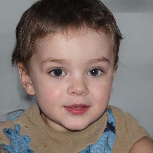 Neutral white child male with short  brown hair and brown eyes