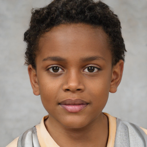 Neutral black child female with short  brown hair and brown eyes