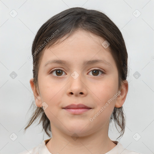 Neutral white child female with medium  brown hair and brown eyes