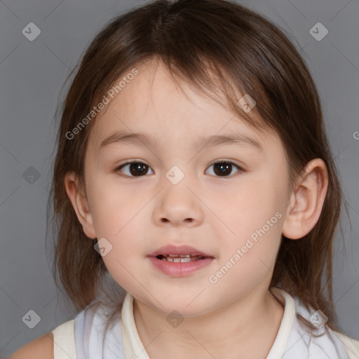 Neutral white child female with medium  brown hair and brown eyes