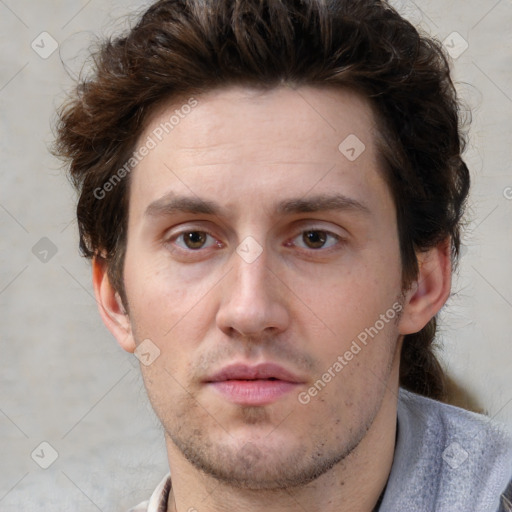 Neutral white adult male with short  brown hair and brown eyes