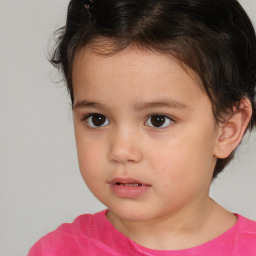 Neutral white child female with short  brown hair and brown eyes